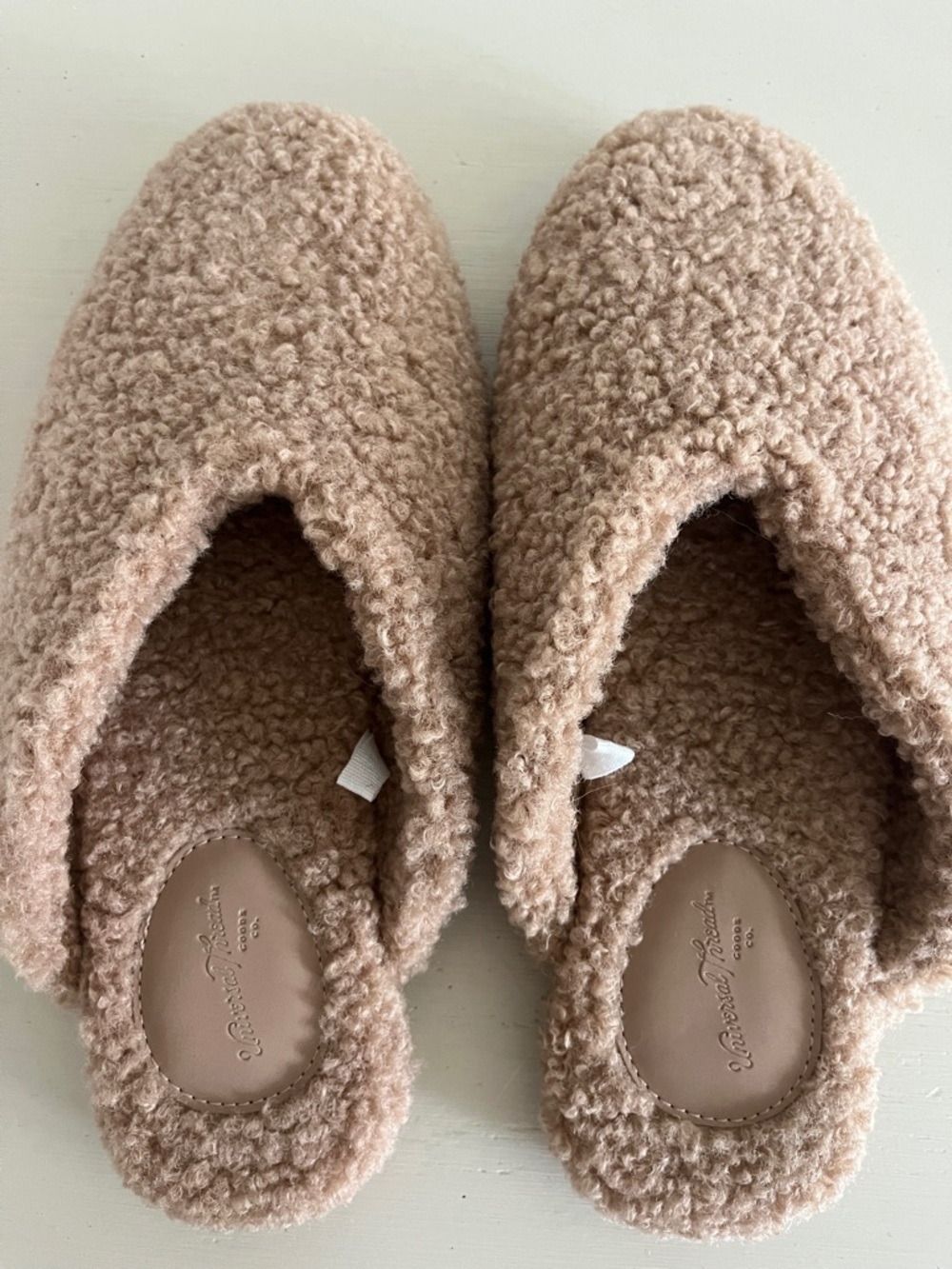 Threshold Plush Bouclé Slip‑On Slippers in Blush
